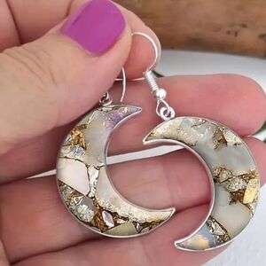 New Party Y2K Fairy Celestial Boho Silver and Gold Crescent Moon‎ Gift Earrings